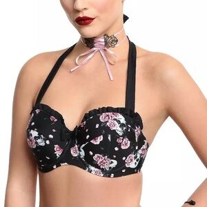 hot topic skull and roses swim top